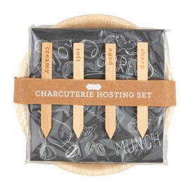 Mud Pie Charcuterie Hosting Set, plate 6" dia, BROWN