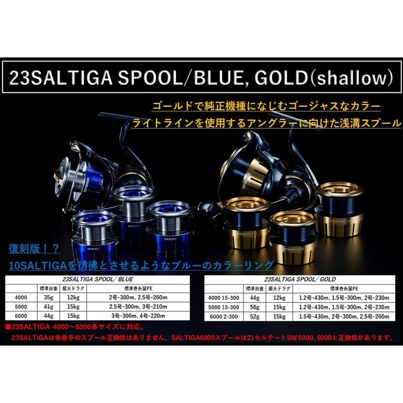 Daiwa Slp Works 23 Saltiga Shallow Spool, Gold, 4000 15-300