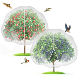Fruit Tree Netting with 2-Way Zipper & Drawstring - 4'x6' Garden Plant Net Pest Barrier to Prevent Cicadas Bird Squirrel Deer - Bug Protection for Blueberry Tomato with Fine Mesh Insect Cover (2 Pack)