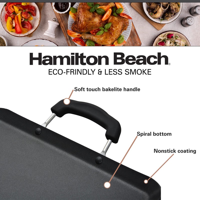 Hamilton Beach Nonstick Double Griddle 19x11-Inch - Black Aluminum Griddle
