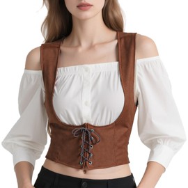 Teyujosem Women's Pirate Corset Renaissance Medieval Vest Steampunk Victorian Bodice(Z3861,2XL)