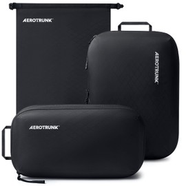 Aerotrunk Ultralight Compression Packing Cubes - Lightweight Travel Organizers for Suitcases and Luggage (3-Pack, Black)