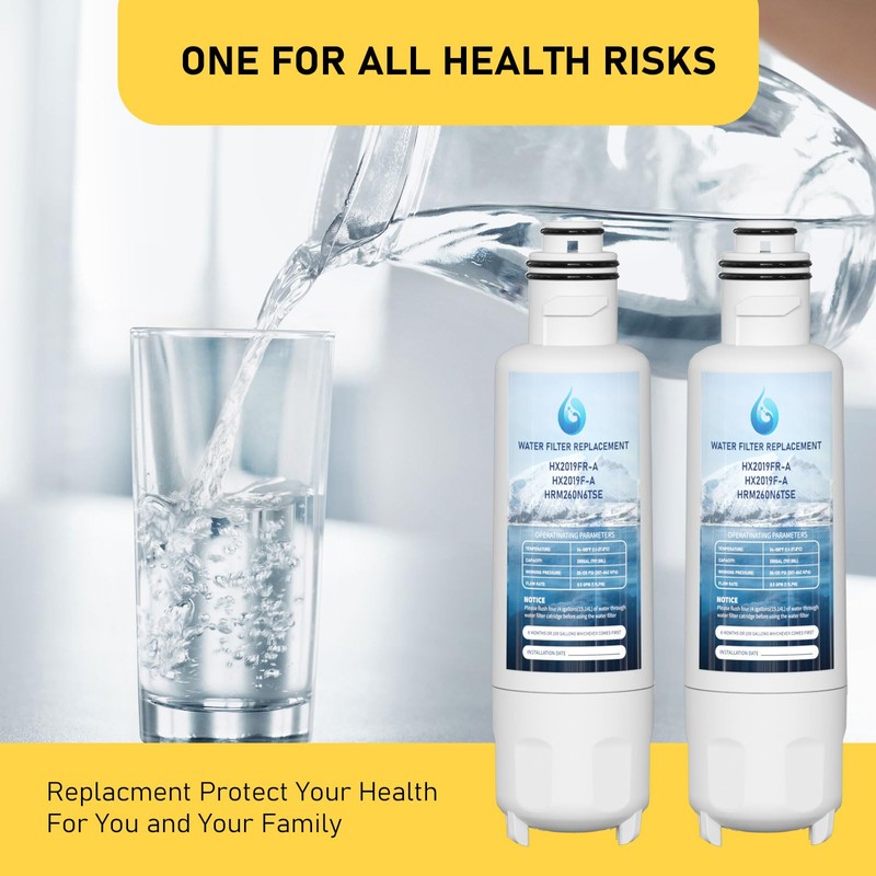 HX2019F-A HX2019FR-A Water Filter Replacement, Compatible With Hisense HRM260N6TSE, HRFD560SW,
