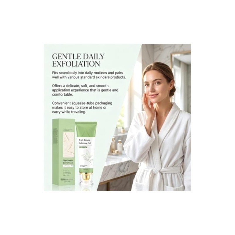 Gel Exfoliante Facial con Té Verde y Triple Enzima, Hidratante
