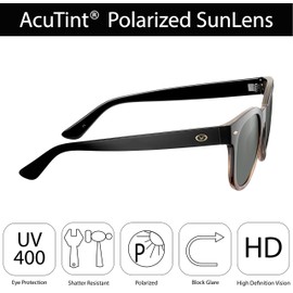 Flying Fisherman Careen Polarized Round Sunglasses, Gloss Black Frame/Smoke Lens, Medium