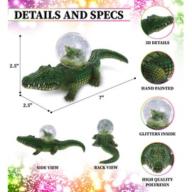 CoTa Global Alligator Snow Globe - Sparkly Water Globe Figurine with Sparkling Glitter, Collectible Novelty Ornament for Home Decor, for Birthdays, Christmas, and Valentine's Day - 45mm