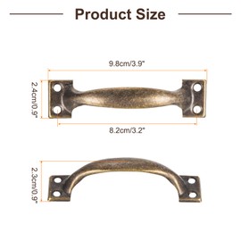sourcing map 16pcs 4 Inches Gate Handle Metal Vintage Door Drawer Pulls Vintage Furniture Handles with Screw for Kitchen Cupboard Closet Door Bronze