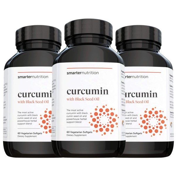 Smarter Nutrition Curcumin - Potency and Absorption in a SoftGel | The Most Active Form of Curcuminoid | 95% Tetra-Hydro Curcuminoids, 3 pack of 60 capsules - 90 Servings