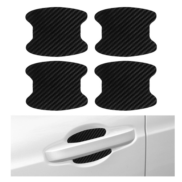 JUSTTOP 4 PCS Car Door Handle Protector Sticker, Carbon Fiber