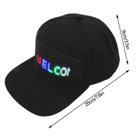 LED Cap, Programmable, Bluetooth App Control, LED Scrolling Display, Hat, Colourful LED Hat, Adjustable LED Baseball Cap for Outdoor Concerts, Baseball, Carnival