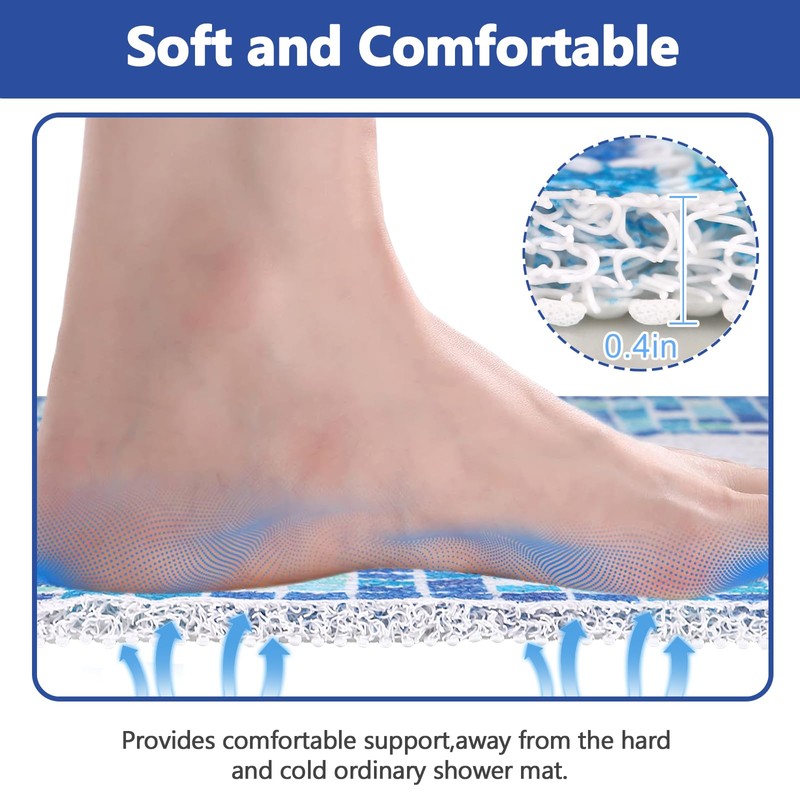 Non Slip Shower Mat Square: Anti Mould 60 x 60