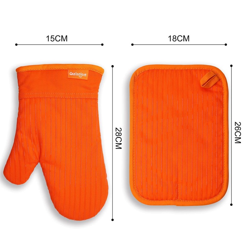 Coziselect Oven Gloves Heat Resistant 480℉, 4 Pack Cotton Double