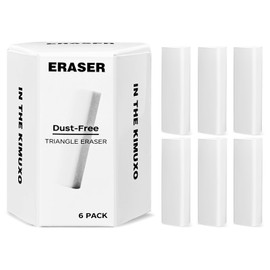 Pencil Erasers, White Erasers for Art, School, Office, Pack of 6