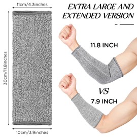 Neer 4 Pair Protective Arm Sleeves for Thin Skin Anti-Cut Burn Resistant Cover Forearm Sleeve for Cooking Construction(Black, Gray, 11.8 Inch)