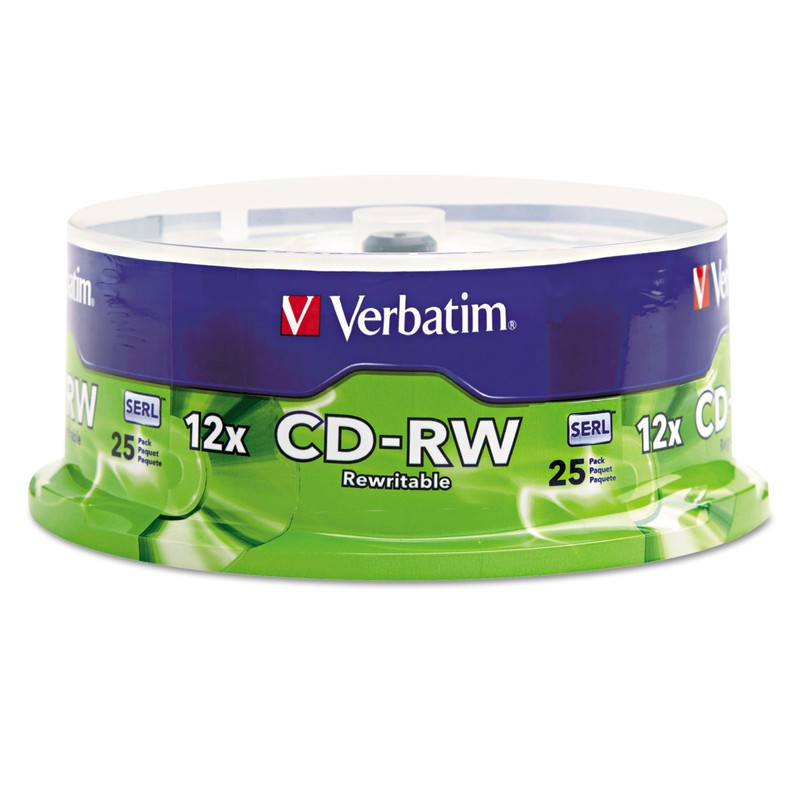 Verbatim CD-RW 700MB 2X-12X Rewritable Media Disc - 25 Pack