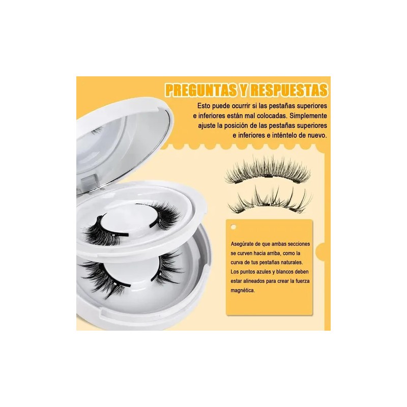 2 Pares Pestañas Magnéticas Natural Reutilizables + Aplicador Aspecto Natural