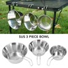 3 PCS Stainless Steel Camping Bowl Set Portable BBQ Folding