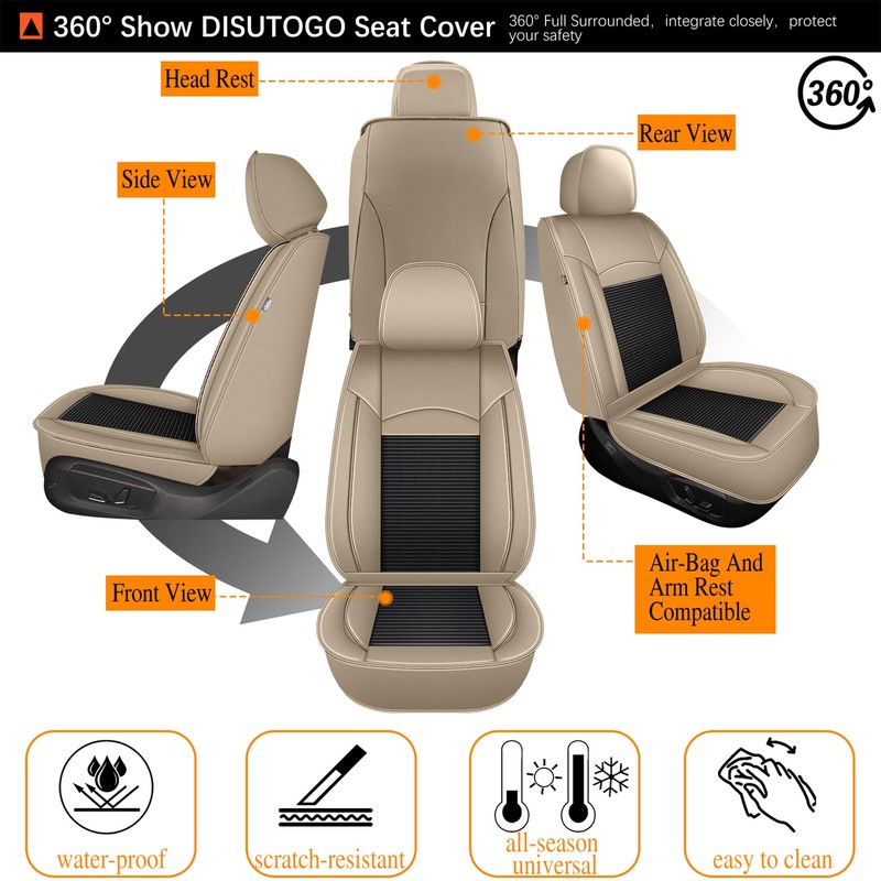 2 Front Car Seat Covers for Kia Sedona 2015-2021: Waterproof