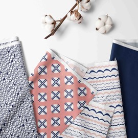 Bacati - Tribal Toddler Bedding Products (4 pc Toddler Bedding Set, Coral/Navy)