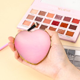 KALIONE Resin Nail Art Palette Nail Mixing Palette Nail Art Painting Mixed Color Palettes Gold Edge Nail Holder Display Board Cosmetic Mixing Tools (Pink)