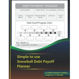 Snowball Debt Payoff Planner | Organiser to help you pay off your Debts, Loans and Credit Cards | Simple Debt Payoff Trackers | Includes a 3 year / 36 ... Green Brown and Gold Cover design