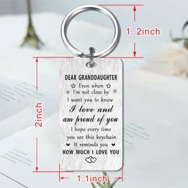 Jzxwan Granddaughter Keyring Gifts, I Love You Granddaughter Gifts, Proud of Granddaughter Birthday Gifts Mothers Day Key Ring, Granddaughter Present