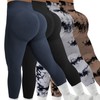 Cross-Border Plus Size White Tie-Dye High-Button Yoga Leggings High-Waist Black+XXL 5ea