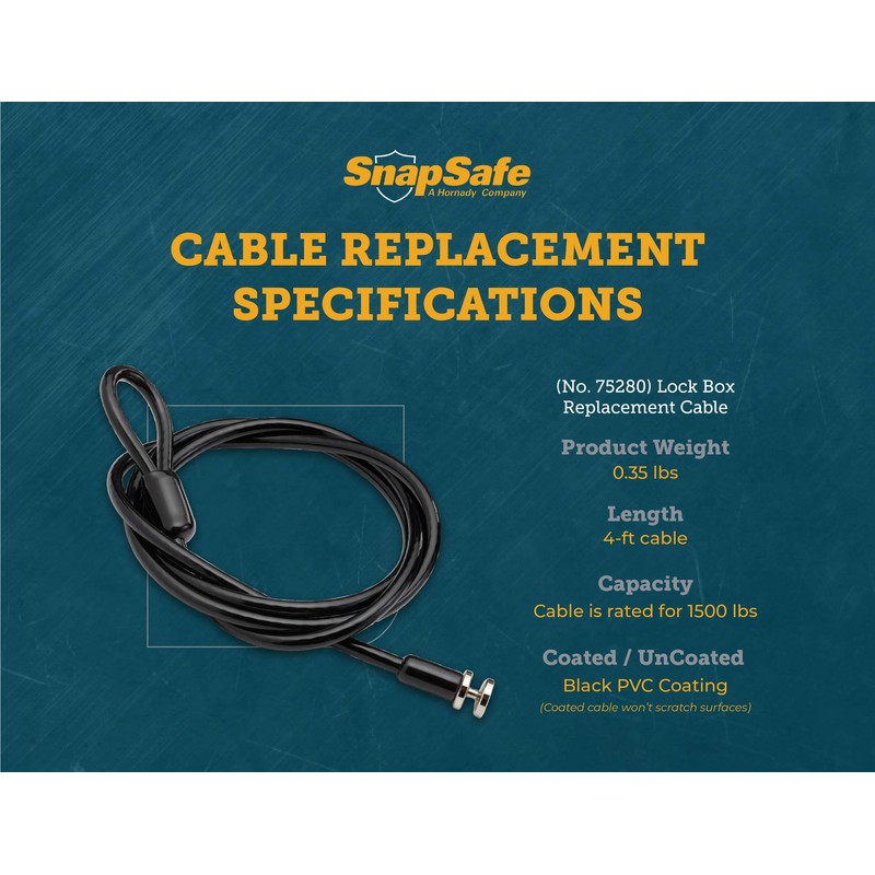 SnapSafe Lock Box Replacement Cable, 75280 - Compatible with All