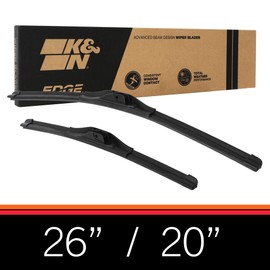 K&N EDGE Wiper Blades: All Weather Performance, Superior Windshield Contact, Streak-Free Wipe Technology: 26" + 20" (Pack of 2)