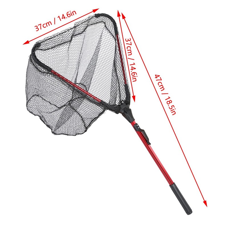Portable Aluminum Alloy Foldng Fishing Landing Net Pole Plastic Handle