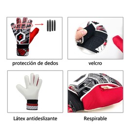 Guantes de portero para niño y adulto,guantes de futbol para adolescente ,emulsión guantes de futbol soccer para entrenamiento y Partido, diseño Proteger los Dedos ，transpirables ，antideslizantes(6#)