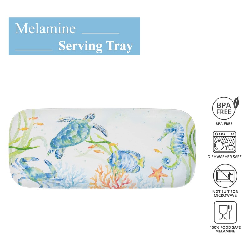 UPware Sea Life Serenade Melamine Serving Tray, 15 x 6.5