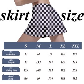 Qpfkw Black and White Checkerboard Women's Skorts Skirts High Waisted Golf Pleated Skirts for Running Pickleball Workout Medium