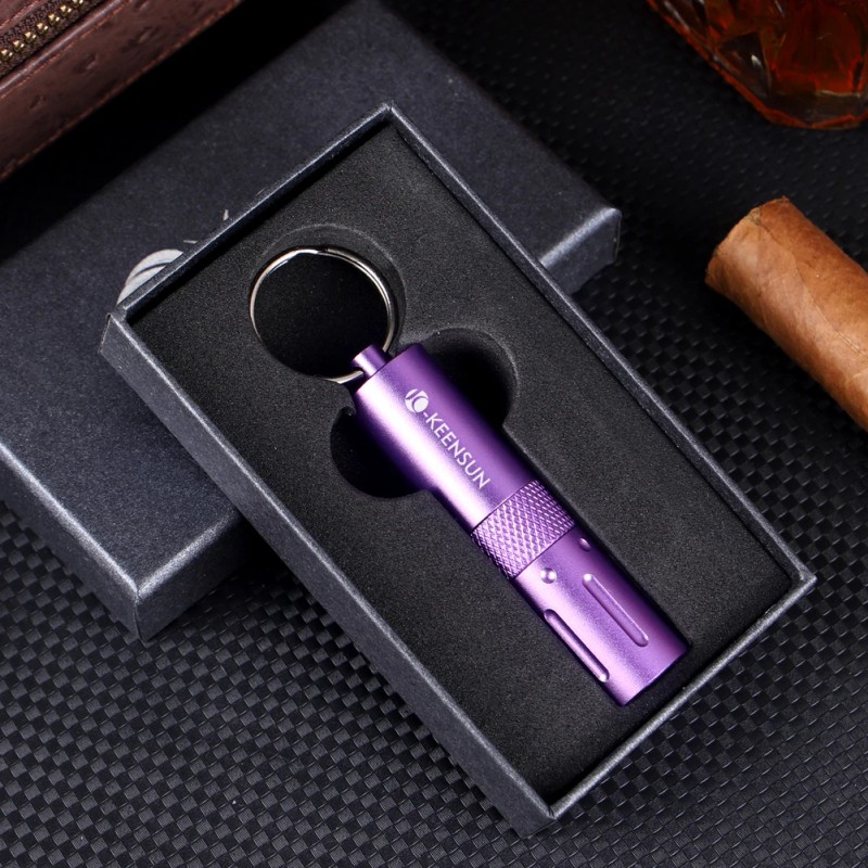 Purple KEENSUN 2-in-1 Cigar Draw Enhancer & 9mmCutter Punch Portable