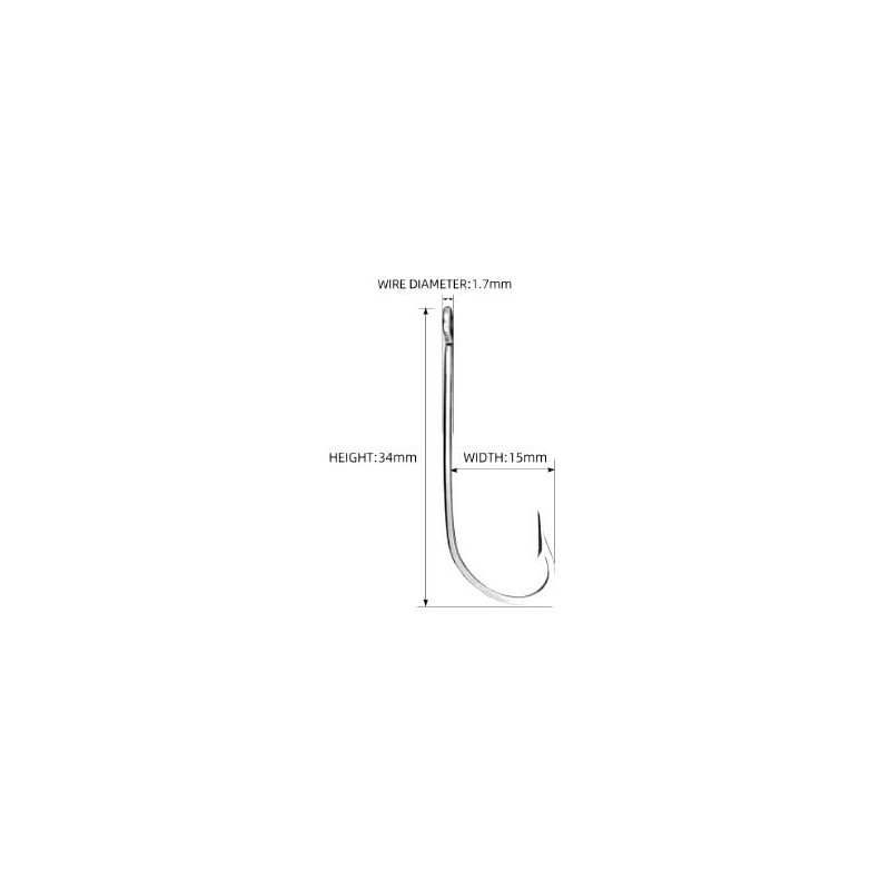 long shank fishing hook available in sizes 5/0, 4/0, 3/0,