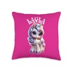 Layla Cute Unicorn Design for Girls Name Layla Throw Pillow