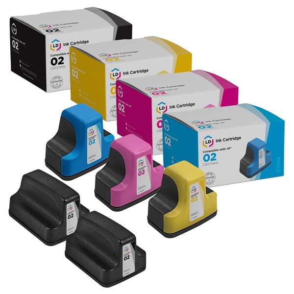 LD Products Remanufactured Replacements for HP 02 Ink Cartridges with