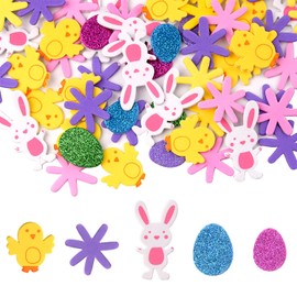 TUPARKA 160 Pcs Easter Foam Stickers Animal Shape Self Adhesive Easter Stickers Glitter Egg Stickers for Easter Day Party Crafts Home Decoration
