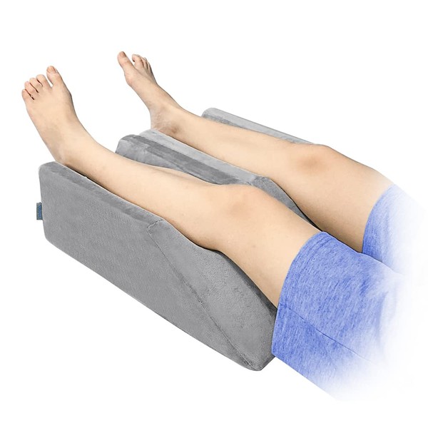 Almohadas de elevación de piernas, 2 piezas, almohadas de cuña de una sola pierna para hinchazón, cuña de espuma para elevar las piernas después de la cirugía, almohada elevada para levantamiento de piernas, soporte de tobillo, reposamuñecas