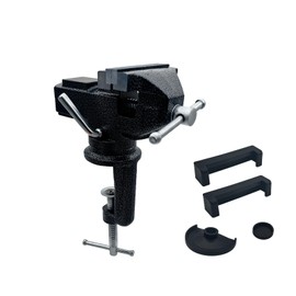 Clamp-on Bench Vise 3.15" - 3.81lb Home Portable Table Vise with 360°Swivel Base - Tool for DIY, Metal Drilling, Woodworking, Sanding & Repair Works, Black