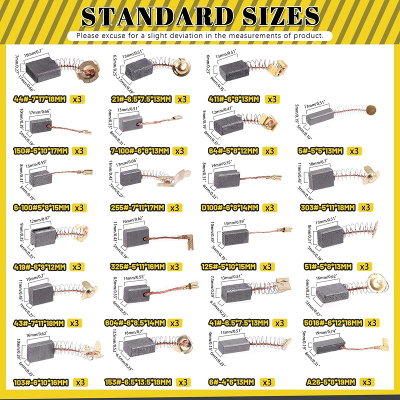 Mardatt 69Pcs 23 Sizes Electric Motor Carbon Brushes Replacement for