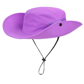 Century Star Kids Sun Hat Ponytail Girls UPF 50 Bucket Cap Summer Beach Fishing Kids Hat Wide Brim Adjustable Swim Hat Solid Purple 4-8T