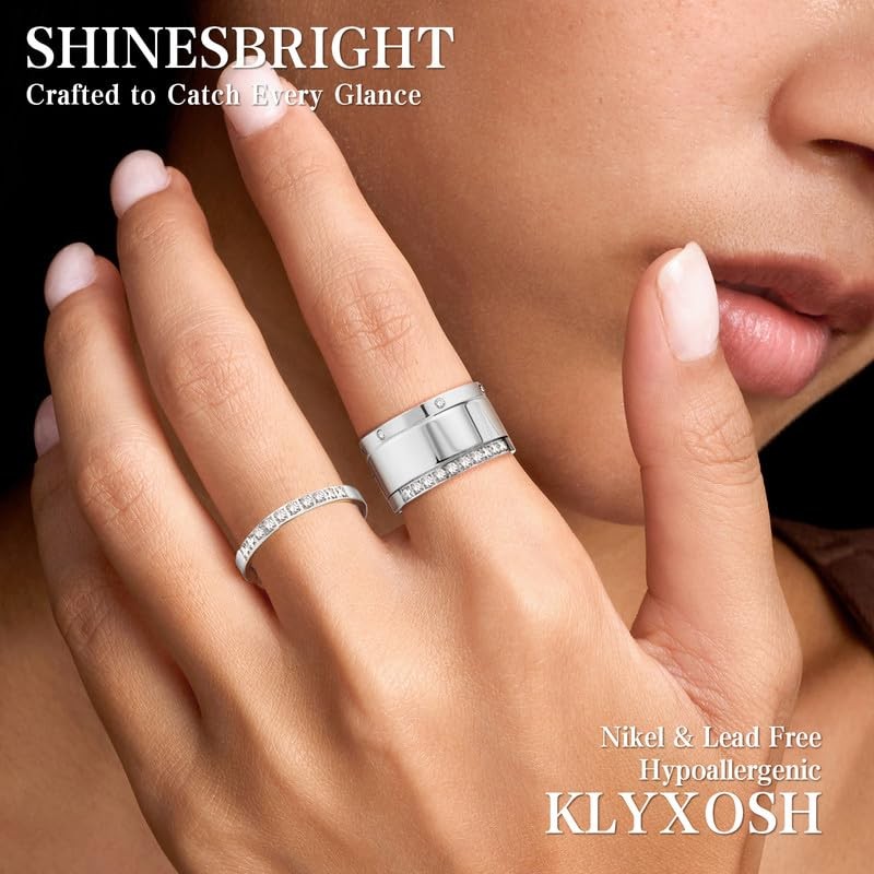 Klyxosh 3 Pack 18K Gold Plated/Silver Stacking Rings for Smart