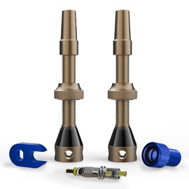 Shredr. Tubeless Valve Set | Presta Valves for Tubeless Tyres | Super Light Aluminium Colourful Anodised French Valve | Includes Valve Adapter, Replacement Valve and Tool (Bronze, 44mm)