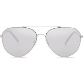 SOJOS Oversized Classic Sunglasses Mirrored Flat Lens for Men Women UV400 SJ1083 with Silver Frame/Silver Mirrored Lens
