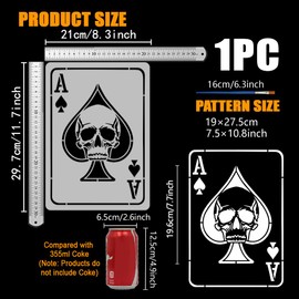 FINGERINSPIRE Playing Cards Painting Stencil with a Brush 21x29.7cm Spades A Pattern Drawing Template Skeletons DIY Decoration Stencil for Painting on Wood Wall Fabric Furniture