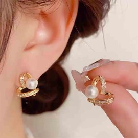Aneneiceera Vintage Tiny Crystal Heart Stud Earrings Gold Rhinestone Love Heart Earrings Cz Hollow Heart Pearl Earrings Outline Heart Earrings Jewelry for Women
