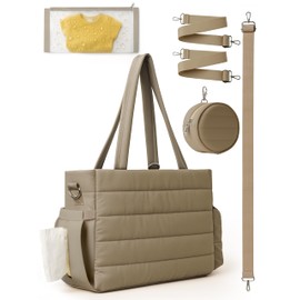 CarryWise Large Diaper Tote for Women, Crossbody Mommy Bag with Waterproof Built-in Removable Diaper Bag, Hospital Travel Organizer