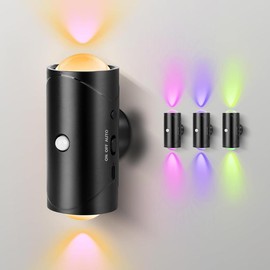 Rechargeable LED Motion Sensor Night Light – 8 Ambient Colors, Auto-On, Long Battery Life, Stick Anywhere, No Outlet Needed – Cozy, Plug-Free Lighting for Bedroom, Bathroom, Stairs & More!:_Black – 2pcs