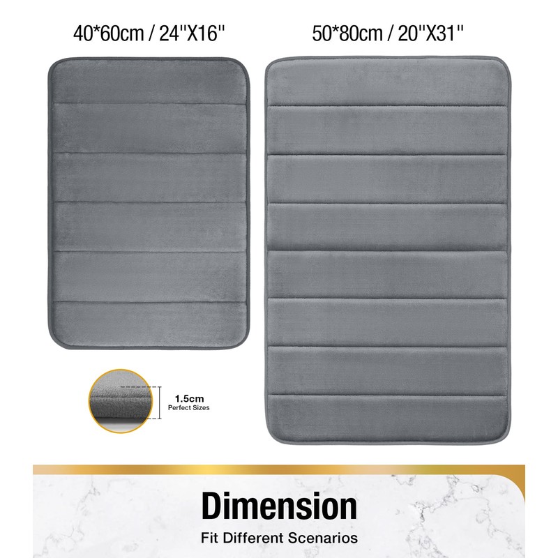 HITSLAM Memory Foam Bath Mat 40 x 60 cm Dark